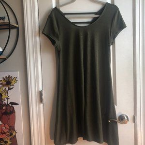 no comment. olive green back detailed dress